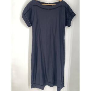 Ann Taylor Dress Small Black Linen Lace Classic Traditional Coastal Oversized